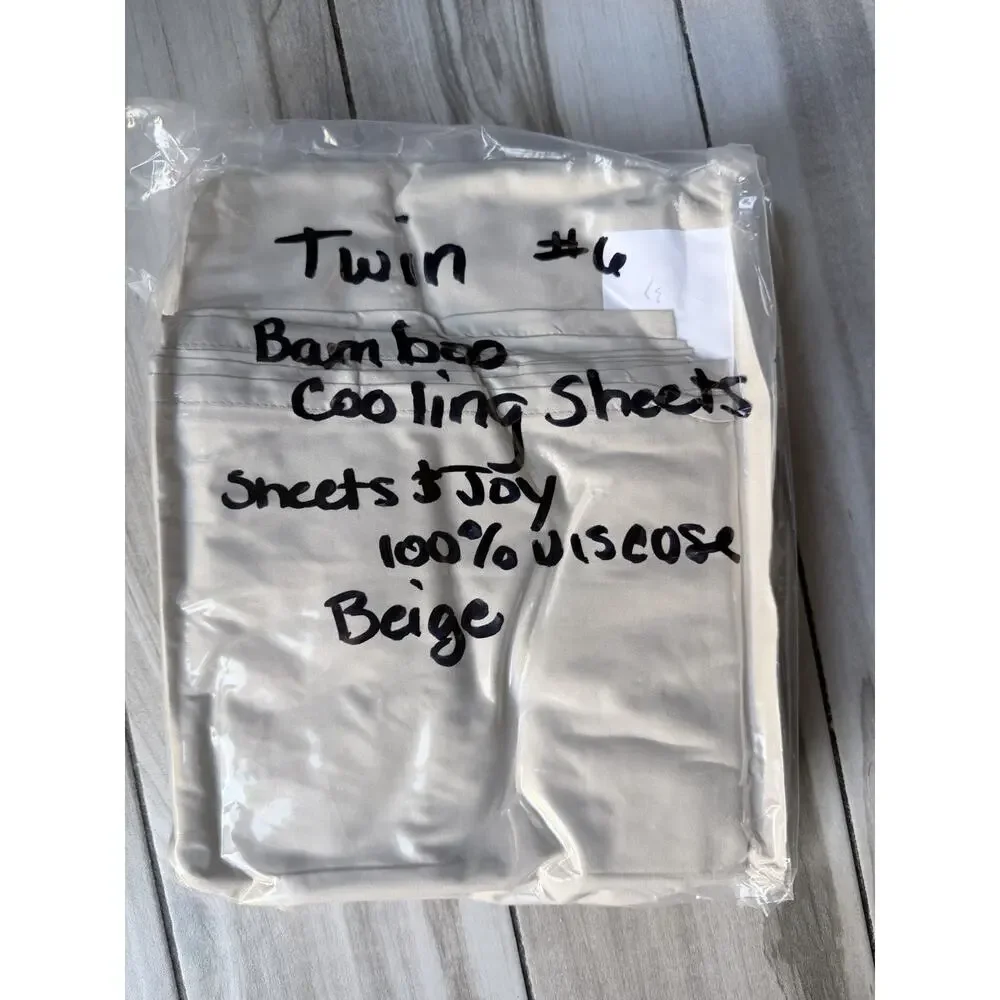 Bamboo Cooling Sheet Set 100% Viscose Twin Size Beige New In Package